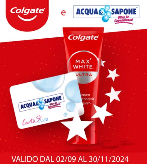 Colgate Whitening e Acqua & Sapone il tuo sorriso splende più di 5 stelle